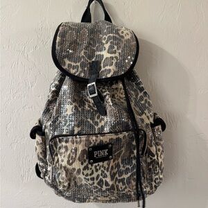 PINK Victoria's Secret Leopard Sequin Backpack